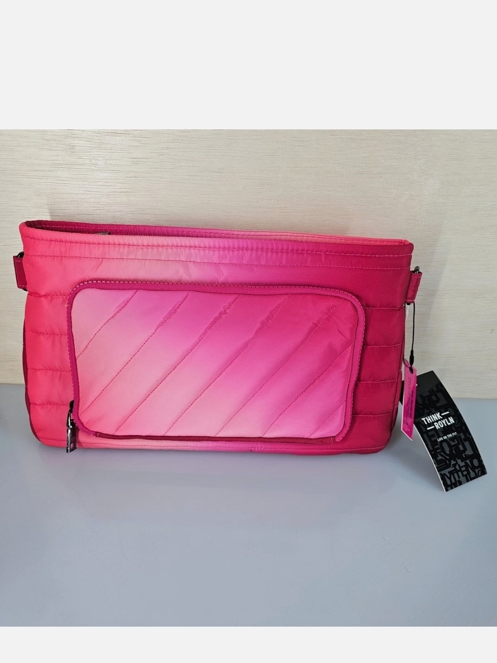 New Think Royln Bank Street XL TrPink Quilted Crossbody Bag with Removable Pouch - Picture 9 of 10